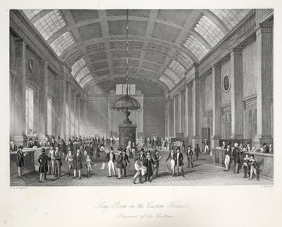 Long Room in the Custom-House, från "London Interiors with their Costumes and Ceremonies" pub. Joseph Mead, London, ca 1843 (stålgravyr). av Thomas Hosmer Shepherd