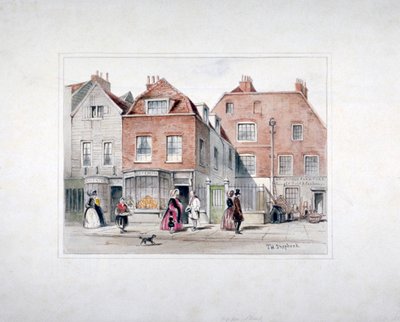 Mr Upcotts hus och figurer på Upper Street, Islington, London, c1835. av Thomas Hosmer Shepherd