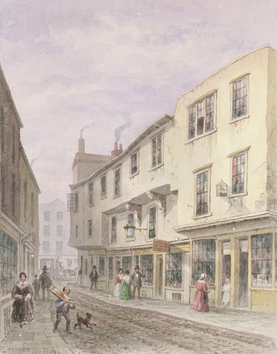 Gamla huset vid ingången till Leather Lane, 1857 av Thomas Hosmer Shepherd