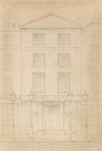 Originalblyertsskiss av Adelphi Theatre, London, av Thomas H Shepherd av Thomas Hosmer Shepherd