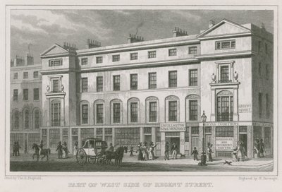Del av den västra sidan av Regent Street, London av Thomas Hosmer Shepherd