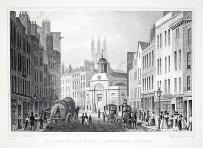 St Martin Outwich, Bishopsgate Street, från London och dess omgivningar i puben från artonhundratalet. Jones und Co., 1827-1829 av Thomas Hosmer Shepherd