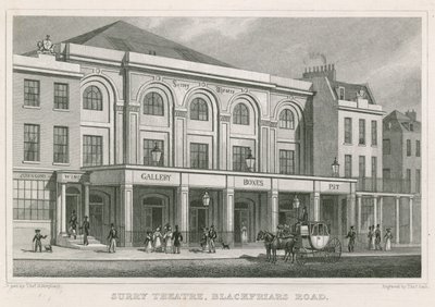 Surrey Theatre, Blackfriars Road, London (gravyr) av Thomas Hosmer Shepherd