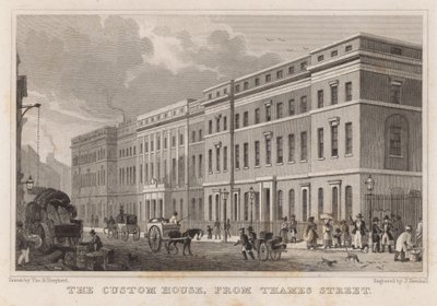 The Custom House, från Thames Street av Thomas Hosmer Shepherd