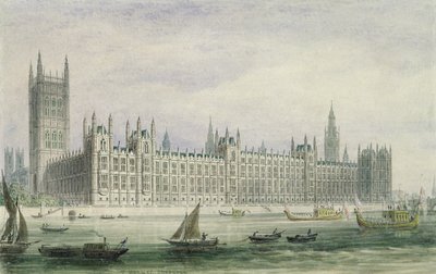 Parlamentets hus (grafit, penna och bläck och wc på papper) av Thomas Hosmer Shepherd