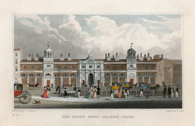 The Kings Mews, Charing Cross. Tillfälligt hem för Edward Cross Menagerie. av Thomas Hosmer Shepherd