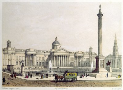Nationalgalleriet med Nelsons kolonn av Thomas Hosmer Shepherd