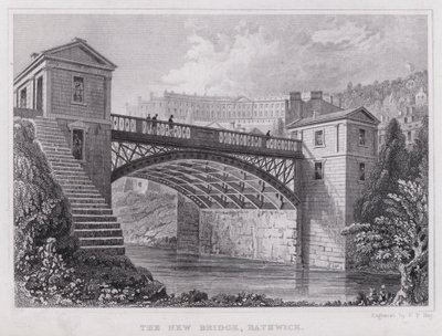 The New Bridge, Bathwick (gravyr) av Thomas Hosmer Shepherd
