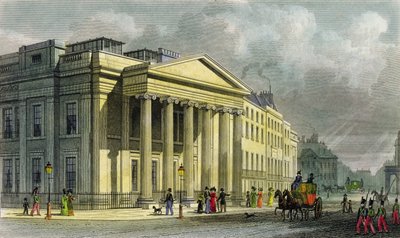The New College of Physicians, Pall Mall, East, graverad av Thomas Barber (1768-1843) (färggravyr) av Thomas Hosmer Shepherd