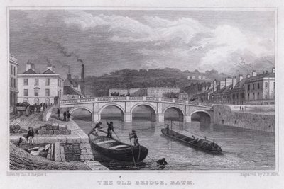 Den gamla bron, Bath (gravyr) av Thomas Hosmer Shepherd