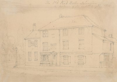 The Old Pied Bull Inn, Islington (bläck på papper) av Thomas Hosmer Shepherd