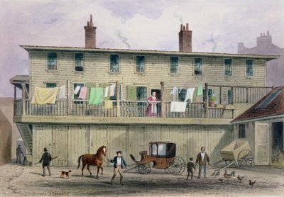 O le Old Vine Inn, Aldersgate Street, 1855 swed av Thomas Hosmer Shepherd