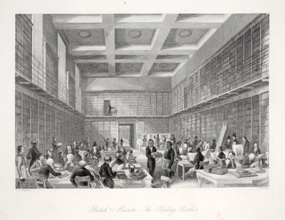 Lässalen och biblioteket på British Museum, från puben 