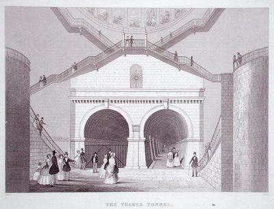 Themsen Tunnel, ca 1851-55 (lito) av Thomas Hosmer Shepherd