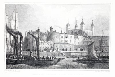 The Tower of London, från Themsen, från puben "London and it