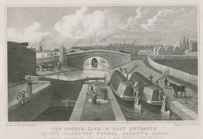 Dubbelslussen och östra ingången till Islington-tunneln av Thomas Hosmer Shepherd