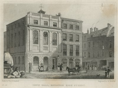 Rådhuset, Borough High Street (gravyr) av Thomas Hosmer Shepherd