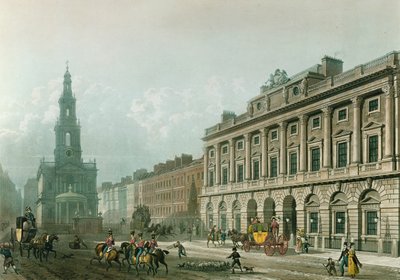 Vy över Somerset House, från Stranden, graverad av J. Bluck (fl.1791-1831), pub. 1819 av Ackermanns 