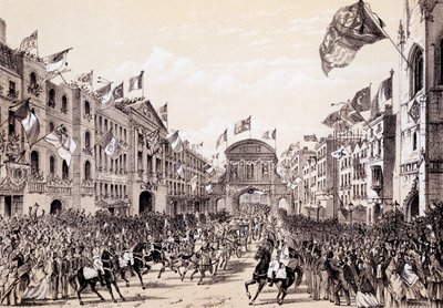 Besök av Napoleon III och kejsarinnan Eugenie i staden, 19 april 1855 av Thomas Hosmer Shepherd
