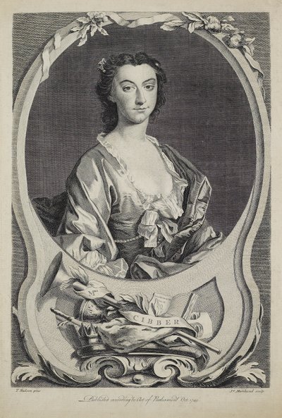 Fru Cibber, graverad av J. Marchand (fl.1749), 1749 av Thomas Hudson