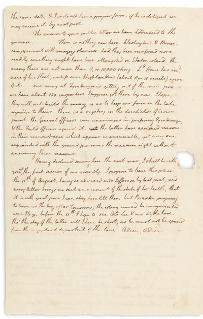Autografbrev till John Page, Philadelphia, 30 juli 1776 av Thomas Jefferson