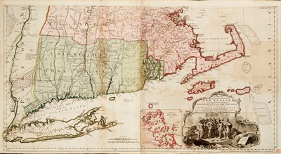 En karta över den mest bebodda delen av New England, innehållande provinserna Massachusetts Bay och New Hampshire med kolonierna Connecticut och Rhode Island av Thomas Jefferys