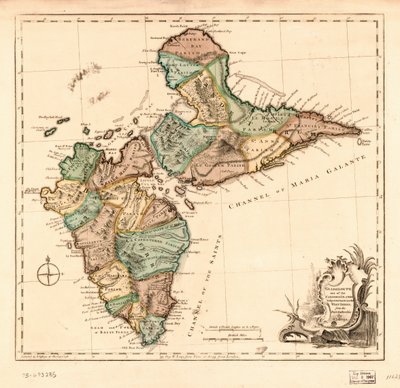 Guadaloupe en av de karibiska öarna som lyder under Frankrike i Västindien, LOC 75693285 av Thomas Jefferys
