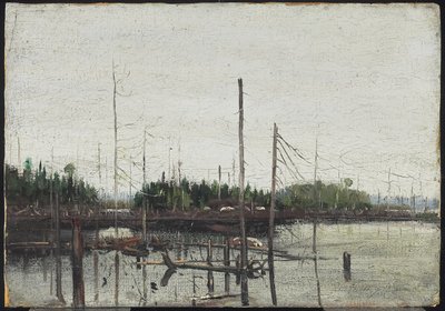 Drowned Land, 1912 (olja på papper (med präglad dukstruktur) på trä) av Tom Thomson