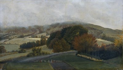 Carneddau Mountains från Pencerrig, ca 1776 (olja på papper på duk) av Thomas Jones