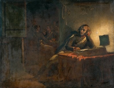 Interiör med brittiska arméofficerare (olja på duk) av Thomas Jones Barker