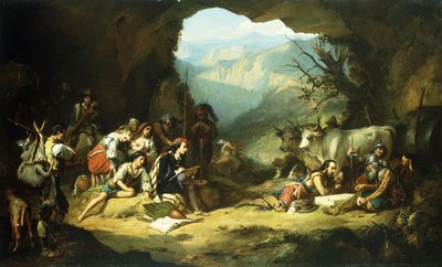 Salvator Rosas studio i bergen i Abruzzi, av Thomas Jones Barker