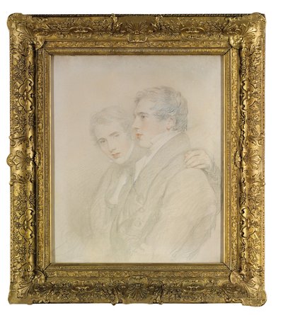 Dubbelporträtt av Richard Rowland Bloxam (1797-1877) och Andrew Bloxam (1801-1878), halvlängd, i profil, på tröskeln till deras avresa till Sandwichöarna [Hawaii] 1823 (svart, vit och röd krita på en förberedd duk) av Thomas Lawrence