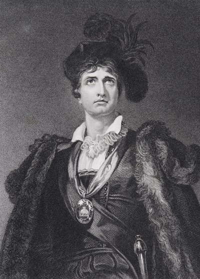 John Philip Kemble som Hamlet, graverad av G. Adcock av Thomas Lawrence