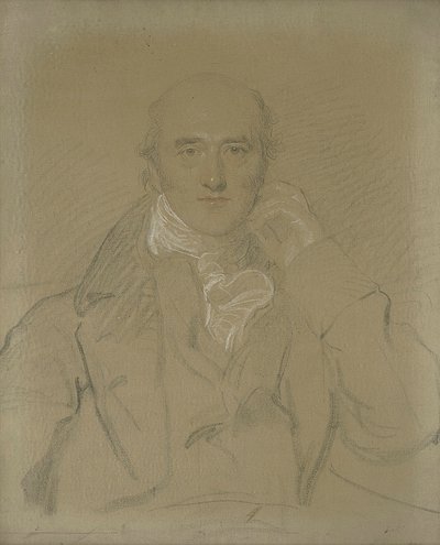 Porträtt av George Canning, M.P. (1770-1827), halvlång, sittande (penna, svart, vit & röd krita på duk) av Thomas Lawrence