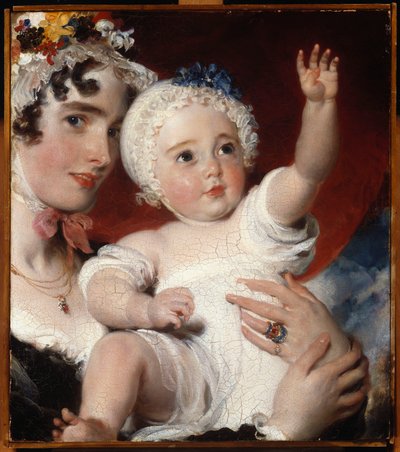 Priscilla, Lady Burghesh, håller sin son, Hon. George Fane, 1820 av Thomas Lawrence