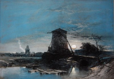 Ett månbelyst holländskt landskap av Thomas Leeson the Elder Rowbotham