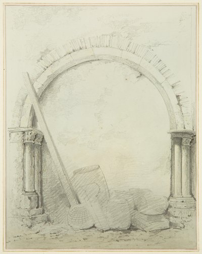 Valv och kolumner i Mereweathers lokaler mellan Nicholas Street och Corn Street (penna och akvarell på papper) av Thomas Leeson the Elder Rowbotham