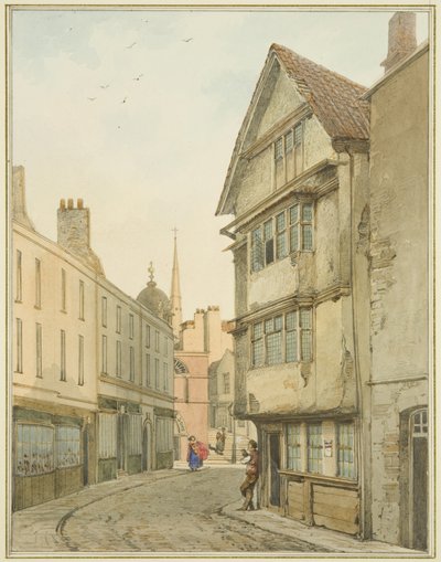 Back Street, tittar norrut mot Baldwin Street (akvarell på papper) av Thomas Leeson the Elder Rowbotham