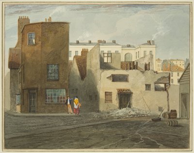 Baksidan av Infirmary, som visar Whitson Street (penna och akvarell på papper) av Thomas Leeson the Elder Rowbotham