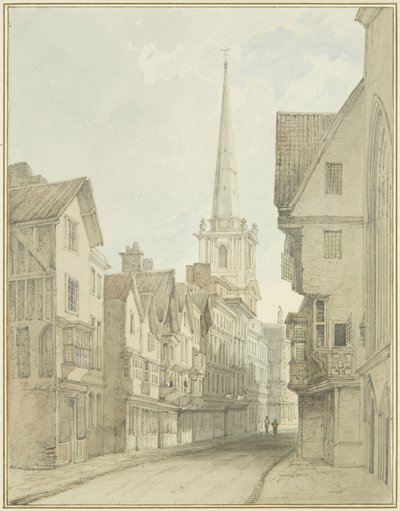 Broad Street (akvarell på papper) av Thomas Leeson the Elder Rowbotham