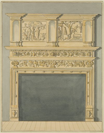 Skorstensstycke på 113 Redcliffe Street (akvarell på papper) av Thomas Leeson the Elder Rowbotham