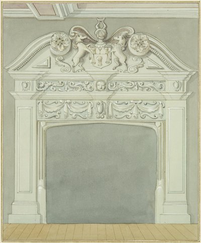 Skorstensstycke i lokalerna i anslutning till Guard House, Wine Street (akvarell på papper) av Thomas Leeson the Elder Rowbotham