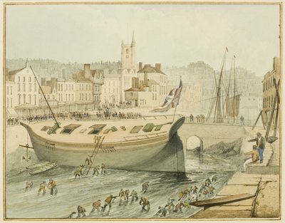 Rengöring av den flytande hamnen, 1828 av Thomas Leeson the Elder Rowbotham