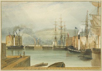 Cumberland Basin, med hjulångare 