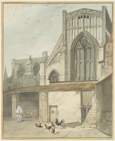 End of North Transept of St Mary Redcliffe (akvarell på papper) av Thomas Leeson the Elder Rowbotham