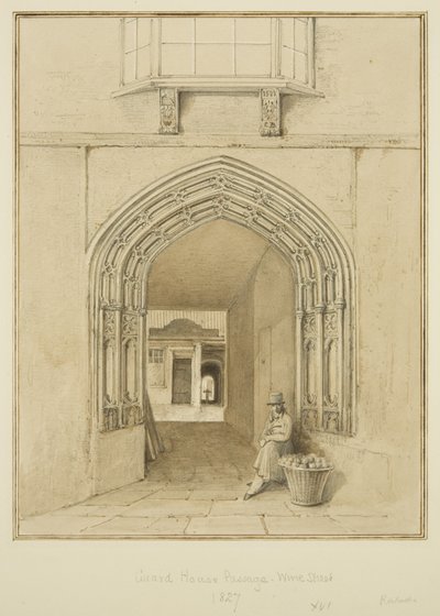 Guard House Passage, Wine Street (akvarell och penna på papper) av Thomas Leeson the Elder Rowbotham