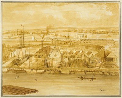 Hilhouses nya Dock sett från Mardyke av Thomas Leeson the Elder Rowbotham