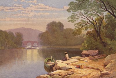 Killarney Lakes, Old Weir Bridge (färg litho) av Thomas Leeson the Elder Rowbotham
