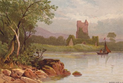 Killarney Lakes, Ross Castle (färg litho) av Thomas Leeson the Elder Rowbotham