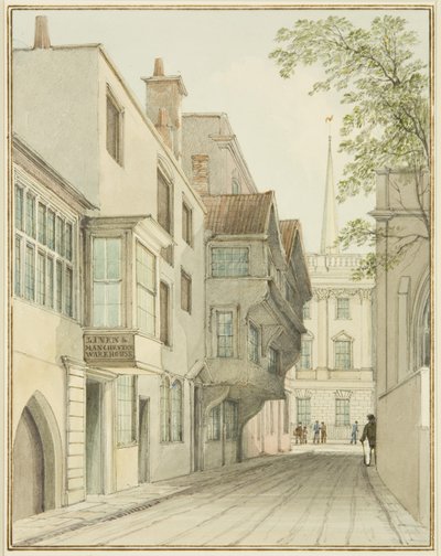 Tittar upp på Small Street mot Exchange (akvarell på papper) av Thomas Leeson the Elder Rowbotham
